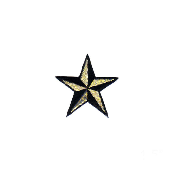 1 1/2 INCH Gold Nautical Star Patch Naval Tattoo Embroidered Iron On Applique