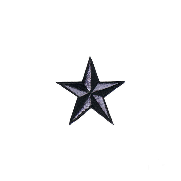 1 1/2 INCH Gray Nautical Star Patch Military Tattoo Embroidered Iron On Applique