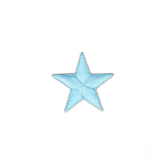1 1/2 INCH Light Blue Star Patch Galaxy Astrology Embroidered Iron On Applique