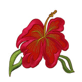 ID 6327 Pink Hibiscus Flower Patch Exotic Hawaii Embroidered Iron On Applique