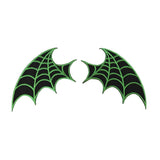 Set of 2 Green Web Bat-Wing Patches Kreepsville Craft Apparel Iron-On Applique