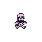 1 1/2 INCH Skull Crossbones Black On Light Pink Patch Poison Iron On Applique