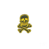 1 1/2 INCH Skull Crossbones Yellow On Army Green Patch Death Iron On Applique
