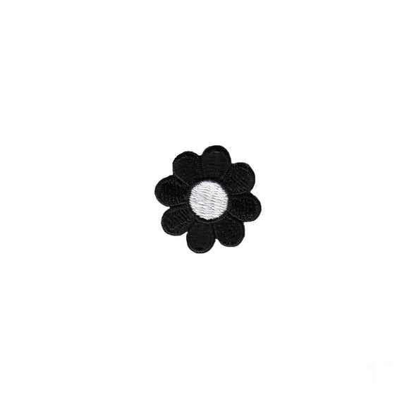 1 INCH Daisy Black Petals White Center Flower Patch Embroidered Iron On Applique