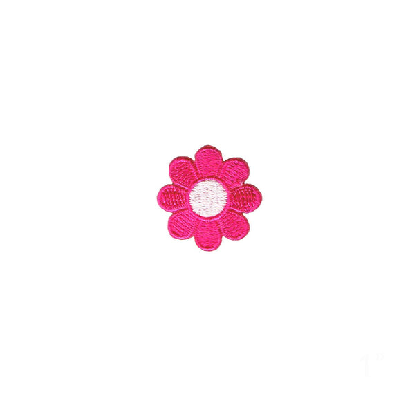 1 INCH Daisy Dark Pink Petals White Center Patch Flower Embroidered Iron On