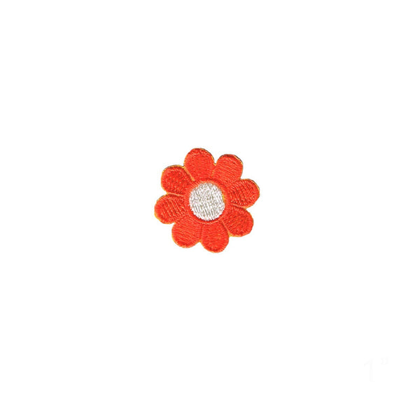1 INCH Daisy Orange Petals White Center Patch Flower Embroidered Iron On
