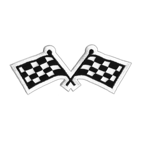 2 Inch Checkered Racing Flag Patch Race Win First Embroidered Iron On Applique