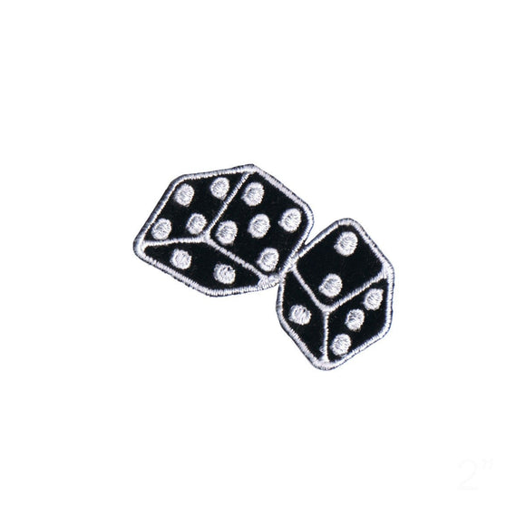 2 INCH Black Fuzzy Dice Patch Gaming Gamble Die Embroidered Iron On Applique