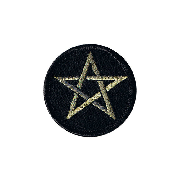 2 INCH Gold Pentagram Patch Star Satan Symbol Embroidered Iron On Applique