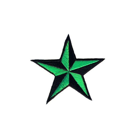 2 INCH Neon Green Black Nautical Star Patch Tattoo Embroidered Iron On Applique