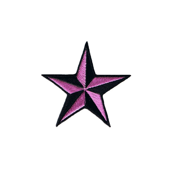 2 INCH Neon Purple Black Nautical Star Patch Tattoo Embroidered Iron on Applique