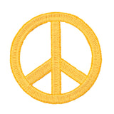 2 1/4 Inch Yellow Peace Sign Patch Die Cut Embroidered Iron On Applique
