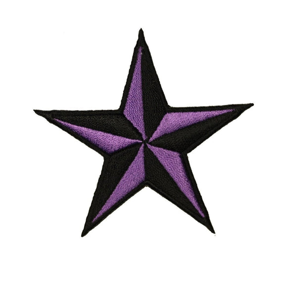 3 INCH Purple Black Nautical Star Patch Navigation Embroidered Iron On Applique