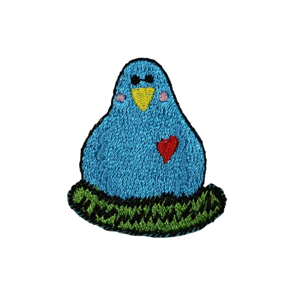 ID 3194A Blue Penguin Sitting On Nest Patch Cute Embroidered Iron On Applique