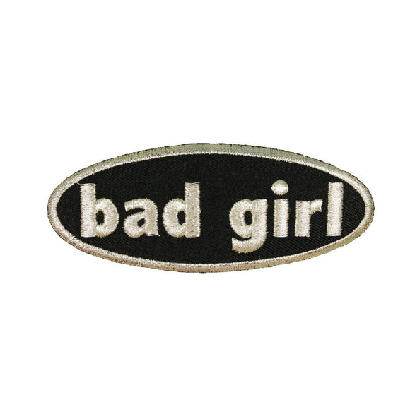 Bad Girl Silver Name Tag Patch Saying Symbol Sign Embroidered Iron On Applique