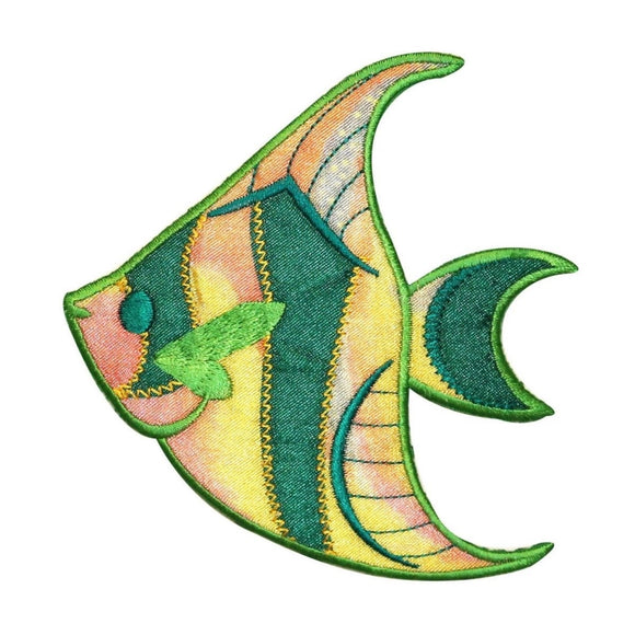 ID 0247 Tropical Angel Fish Patch Swim Shiny Ocean Embroidered Iron On Applique