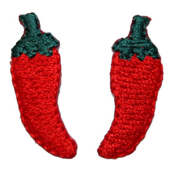 ID 1920AB Set of 2 Red Chili Pepper Patches Spicy Sauce Food Iron On Applique