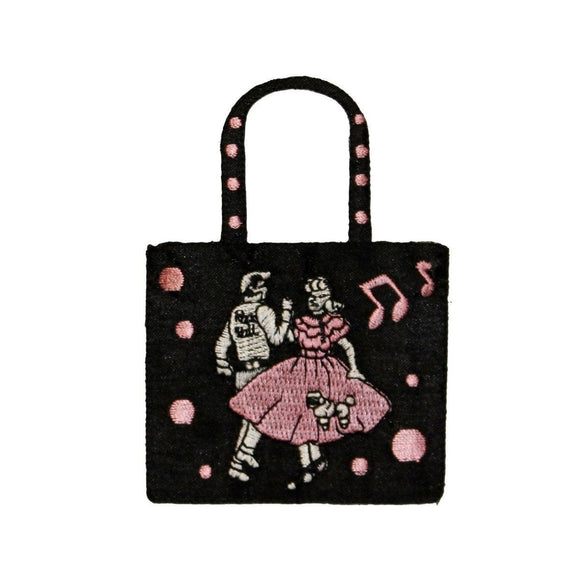 ID 0136 Sock hop Purse Patch 50s Handbag Fashion Embroidered Iron On Applique