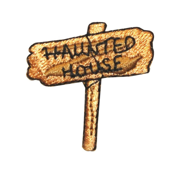 ID 0868 Haunted House Sign Patch Halloween Post Embroidered Iron On Applique