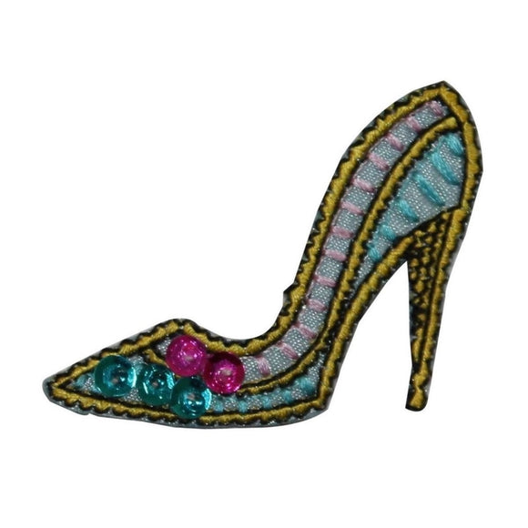 ID 7451 Sequin Stiletto Shoe Patch Fashion High Heel Embroidered IronOn Applique