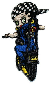 Betty Boop Motorcycle Biker Chick Embroidered Iron On Applique Patch BB3