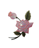 ID 6180 Shiny Pink Rose Sequin Flower Love Iron On Embroidered Patch Applique