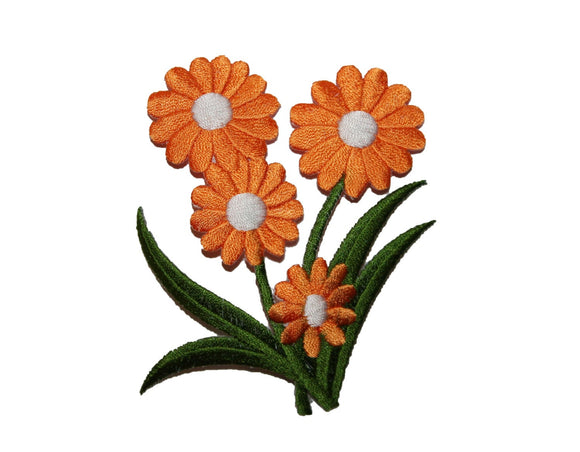 ID 6375 Orange Daisy Plant Patch Garden Blossom Embroidered Iron On Applique