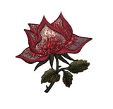 ID 6675 Red Rose Open Blossom Patch Garden Plant Embroidered Iron On Applique