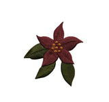 ID 6871 Red Poinsettia Flower Patch Garden Plant Embroidered Iron On Applique
