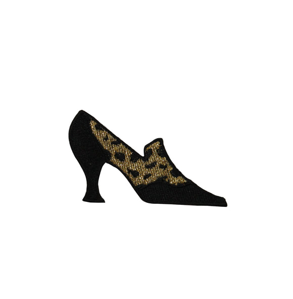 ID 7438 Gold Spotted Heel Shoe Patch Fashion Pump Embroidered Iron On Applique