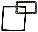 ID 8742 Black Linked Squares Patch Rectangle Outline Embroidered IronOn Applique