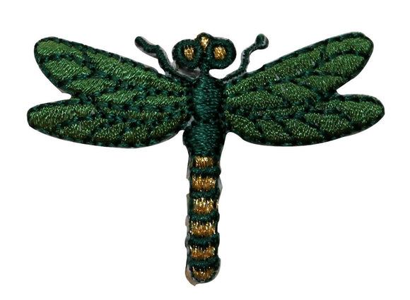 ID 0468A Green Dragon Fly Standing Patch Garden Bug Embroidered Iron On Applique