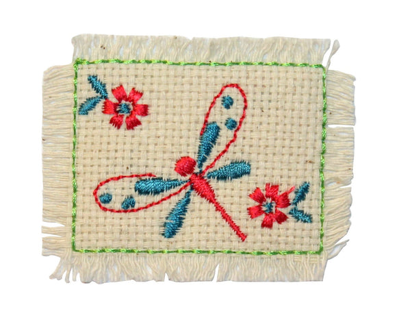 ID 0412C Dragonfly Flower Weave Patch Garden Badge Embroidered Iron On Applique