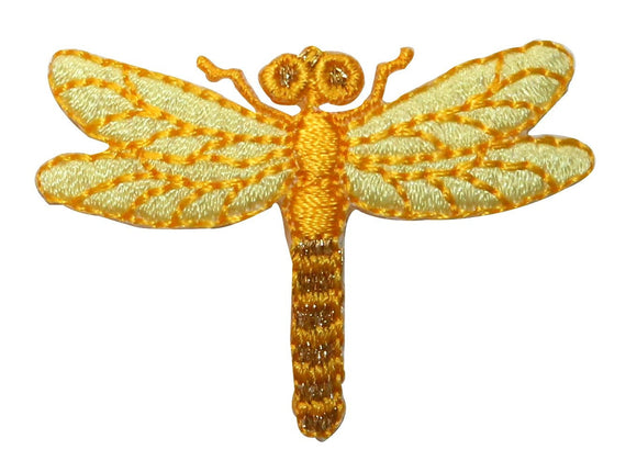 ID 0468B Yellow Dragon Fly Standing Patch Garden Fairy Bug Iron On Applique