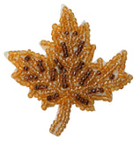 ID 8935 Fall Maple Tree Leaf Patch Golden Dried Plant Beaded Iron On Applique