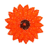 ID 8908 Orange Flower Head Patch Garden Plant Blossom Beaded Iron On Applique