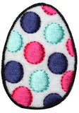 ID 3345A Polka Dot Easter Egg Patch Holiday Bunny Embroidered Iron On Applique
