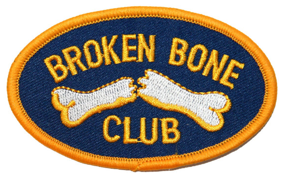 Broken Bone Club Badge Patch Fractured Break Member Embroidered Iron On Applique