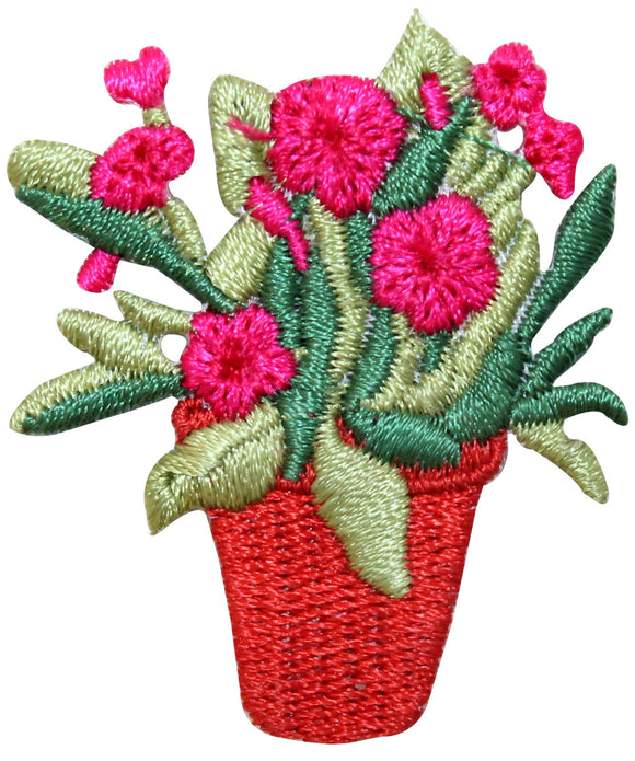 ID 1261 Bouquet of Flowers Patch Potted House Plant Embroidered Iron On Applique