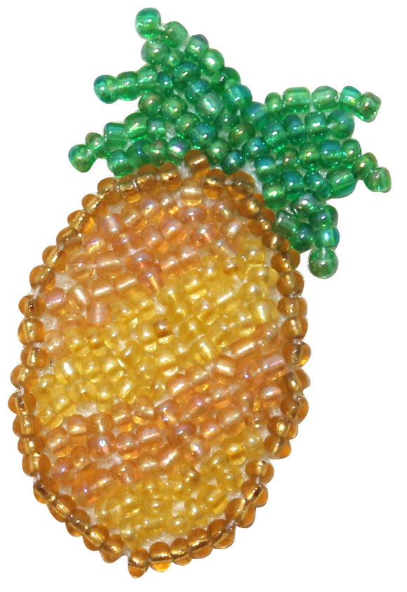 ID 9113 Tropical Pineapple Patch Hawaiian Fruit Plant Beaded Iron On Applique