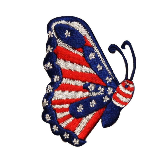 ID 1084 Patriotic Butterfly Patch American Bug USA Embroidered Iron On Applique
