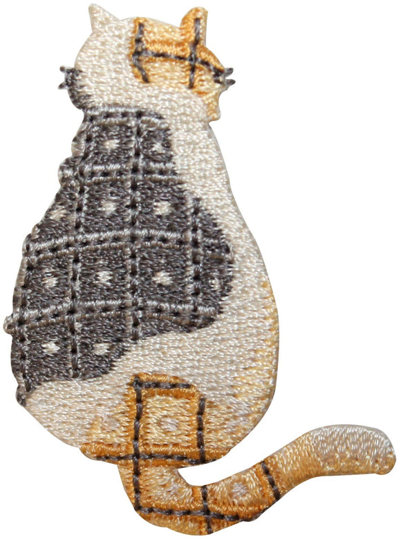 ID 2992 Plaid Cat Emblem Patch Kitten Kitty Pet Embroidered Iron On Applique