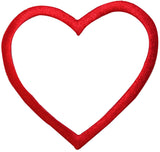 ID 3281A Red Heart Outline Love Shape Design Embroidered Iron On Badge Applique Patch