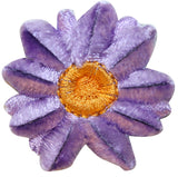 ID 6423 Soft Purple Flower Head Patch Fuzzy Garden Embroidered Iron On Applique