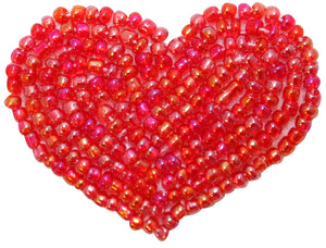 ID 3648 Beaded Heart Patch Valentine's Day Love Symbol Craft Iron On Applique
