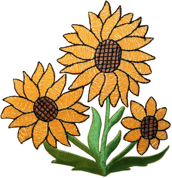 ID 6013 Sun Flowers Patch Summer Seed Blossom Bloom Embroidered Iron On Applique