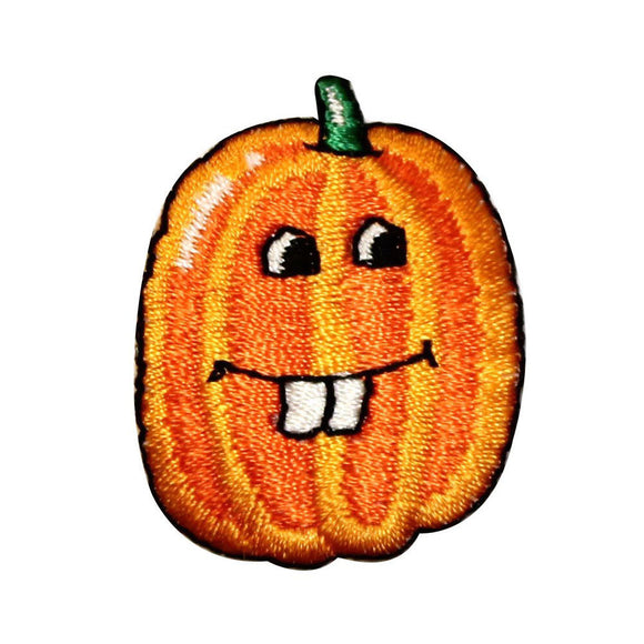 ID 0788B Buck Teeth Pumpkin Patch Jack O Lantern Embroidered Iron On Applique