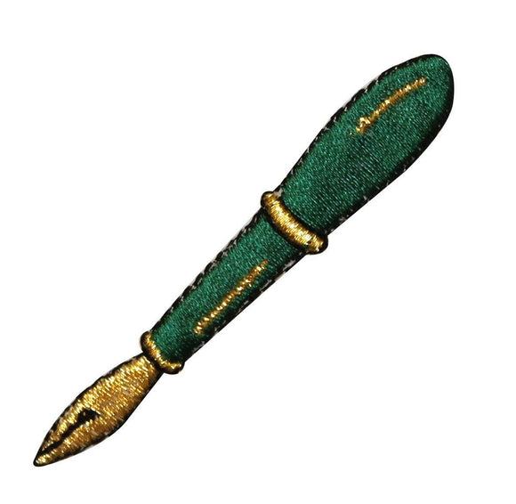 ID 0969 Green Fountain Pen Patch School Writing Embroidered Iron On Applique