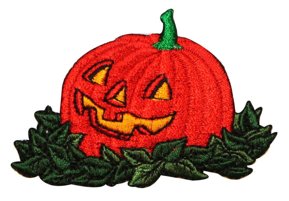 ID 0805 Happy Jack O Lantern Patch Halloween Fall Embroidered Iron On Applique