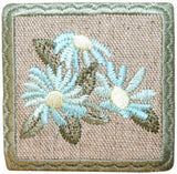ID 6979 Blue Daisies Badge Patch Garden Flower Sign Embroidered Iron On Applique